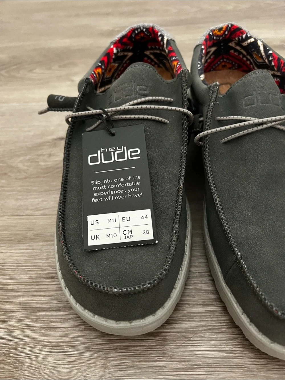 Hey Dude Men's Sueded  Gray Slip-On Shoes Size11